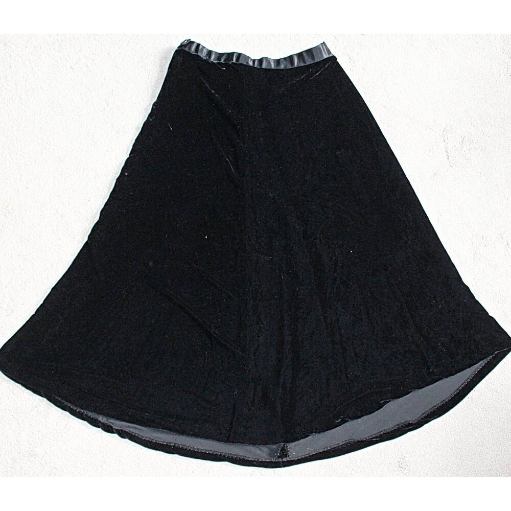 Vintage 80s Velvet Midi Skirt with Satin Waistband, No tags (Lillie Brand), M/L